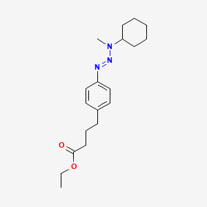 molecular formula C19H29N3O2 B14000985 Ethyl 4-{4-[(1e)-3-cyclohexyl-3-methyltriaz-1-en-1-yl]phenyl}butanoate CAS No. 34153-45-2