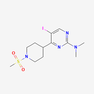 molecular formula C12H19IN4O2S B1400103 5-Iodo-N,N-dimethyl-4-(1-(methylsulfonyl)piperidin-4-yl)pyrimidin-2-amine CAS No. 1361111-99-0