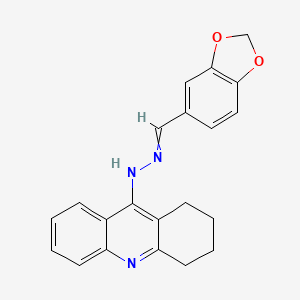 molecular formula C21H19N3O2 B14001050 N-(1,3-benzodioxol-5-ylmethylideneamino)-1,2,3,4-tetrahydroacridin-9-amine CAS No. 91074-35-0