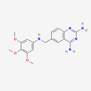 molecular formula C18H21N5O3 B14001059 6-[(3,4,5-Trimethoxyanilino)methyl]quinazoline-2,4-diamine CAS No. 52128-09-3