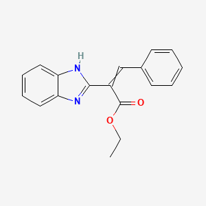 molecular formula C18H16N2O2 B14001102 ethyl 2-(1H-benzimidazol-2-yl)-3-phenylprop-2-enoate CAS No. 83520-66-5