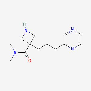 molecular formula C13H20N4O B1400125 3-(3-Pyrazin-2-yl-propyl)-azetidine-3-carboxylic acid dimethylamide CAS No. 1361112-34-6