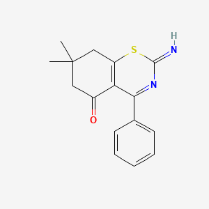 molecular formula C16H16N2OS B1400132 2-imino-7,7-dimethyl-4-phenyl-2,6,7,8-tetrahydro-5H-1,3-benzothiazin-5-one CAS No. 1374509-65-5
