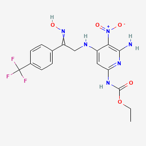 molecular formula C17H17F3N6O5 B14001324 Ethyl [6-amino-4-({2-(hydroxyimino)-2-[4-(trifluoromethyl)phenyl]ethyl}amino)-5-nitropyridin-2-yl]carbamate CAS No. 82585-71-5