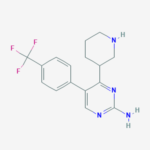 molecular formula C16H17F3N4 B1400134 4-(哌啶-3-基)-5-(4-(三氟甲基)苯基)嘧啶-2-胺 CAS No. 1361112-72-2