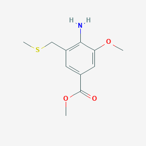 molecular formula C11H15NO3S B14001343 Methyl 4-Amino-3-methoxy-5-[(methylthio)methyl]benzoate 