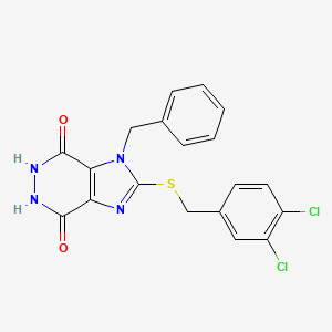 molecular formula C19H14Cl2N4O2S B14001360 1-Benzyl-2-[(3,4-dichlorobenzyl)sulfanyl]-5,6-dihydro-1h-imidazo[4,5-d]pyridazine-4,7-dione CAS No. 3434-14-8