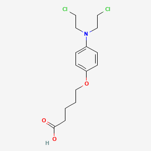 molecular formula C15H21Cl2NO3 B14001367 Valeric acid, 5-(p-(bis(2-chloroethyl)amino)phenoxy)- CAS No. 92700-02-2