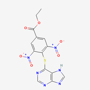 molecular formula C14H10N6O6S B14001417 ethyl 3,5-dinitro-4-(7H-purin-6-ylsulfanyl)benzoate CAS No. 59921-64-1