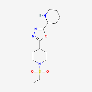 molecular formula C14H24N4O3S B1400158 2-(1-(Ethylsulfonyl)piperidin-4-yl)-5-(piperidin-2-yl)-1,3,4-oxadiazole CAS No. 1361112-54-0