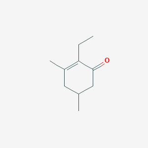 molecular formula C10H16O B14001663 2-Ethyl-3,5-dimethylcyclohex-2-en-1-one CAS No. 93445-22-8