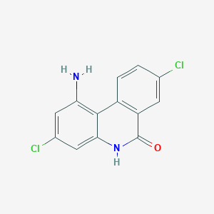 molecular formula C13H8Cl2N2O B14001664 1-Amino-3,8-dichlorophenanthridin-6(5h)-one CAS No. 27375-04-8