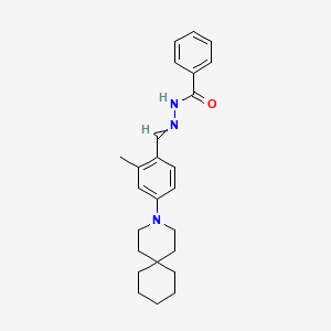 molecular formula C25H31N3O B14001779 N-[[4-(3-azaspiro[5.5]undec-3-yl)-2-methyl-phenyl]methylideneamino]benzamide CAS No. 60948-25-6