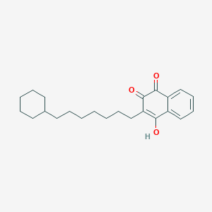 molecular formula C23H30O3 B14001836 3-(7-Cyclohexylheptyl)-4-hydroxynaphthalene-1,2-dione CAS No. 16275-31-3