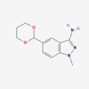 molecular formula C12H15N3O2 B1400195 5-(1,3-dioxan-2-yl)-1-methyl-1H-indazol-3-amine CAS No. 1373350-39-0