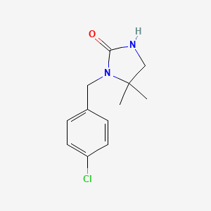 molecular formula C12H15ClN2O B1400198 1-[(4-Chlorophenyl)methyl]-5,5-dimethylimidazolidin-2-one CAS No. 1379527-02-2