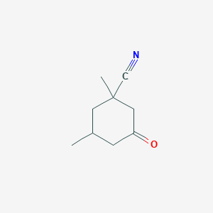 molecular formula C9H13NO B14001987 Cyclohexanecarbonitrile, 1,3-dimethyl-5-oxo- CAS No. 7143-12-6