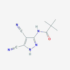 molecular formula C10H11N5O B14002003 N-(4,5-dicyano-1H-pyrazol-3-yl)-2,2-dimethylpropanamide CAS No. 54385-55-6