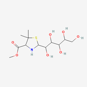 molecular formula C12H23NO7S B14002060 Methyl 5,5-dimethyl-2-(1,2,3,4,5-pentahydroxypentyl)thiazolidine-4-carboxylate CAS No. 65371-84-8