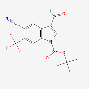 molecular formula C16H13F3N2O3 B1400208 tert-butyl 5-cyano-3-formyl-6-(trifluoromethyl)-1H-indole-1-carboxylate CAS No. 1353877-93-6