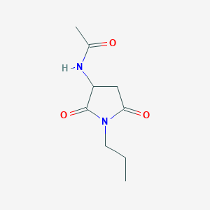 molecular formula C9H14N2O3 B14002087 N-(2,5-Dioxo-1-propyl-pyrrolidin-3-YL)acetamide CAS No. 77693-09-5