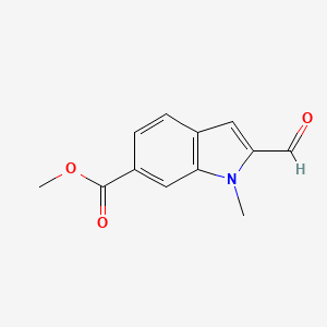 molecular formula C12H11NO3 B14002101 Methyl 2-formyl-1-methylindole-6-carboxylate 