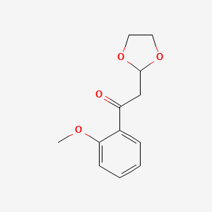 molecular formula C12H14O4 B1400224 2-(1,3-Dioxolan-2-yl)-1-(2-methoxy-phenyl)-ethanone CAS No. 1263365-46-3
