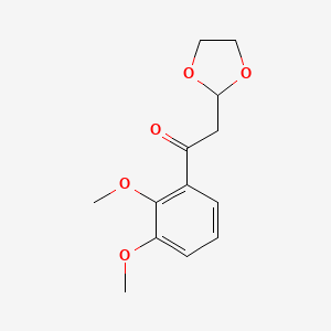 molecular formula C13H16O5 B1400225 1-(2,3-二甲氧基苯基)-2-(1,3-二氧戊环-2-基)-乙酮 CAS No. 1263365-66-7