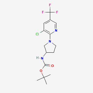 molecular formula C15H19ClF3N3O2 B1400229 tert-Butyl (1-(3-chloro-5-(trifluoromethyl)pyridin-2-yl)pyrrolidin-3-yl)carbamate CAS No. 1354448-68-2