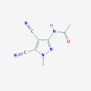 molecular formula C8H7N5O B14002336 N-(4,5-dicyano-1-methylpyrazol-3-yl)acetamide CAS No. 54385-52-3