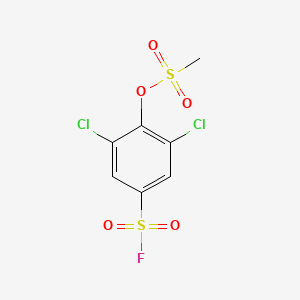 molecular formula C7H5Cl2FO5S2 B14002345 Benzenesulfonylfluoride, 3,5-dichloro-4-[(methylsulfonyl)oxy]- CAS No. 22243-86-3