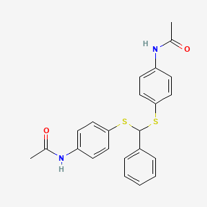 molecular formula C23H22N2O2S2 B14002377 N-[4-[(4-acetamidophenyl)sulfanyl-phenylmethyl]sulfanylphenyl]acetamide CAS No. 81279-54-1