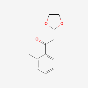 molecular formula C12H14O3 B1400238 2-(1,3-二氧戊环-2-基)-1-(2-甲基苯基)-乙酮 CAS No. 857195-93-8