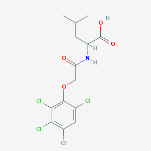 molecular formula C14H15Cl4NO4 B14002408 4-Methyl-2-[[2-(2,3,4,6-tetrachlorophenoxy)acetyl]amino]pentanoic acid CAS No. 7404-54-8