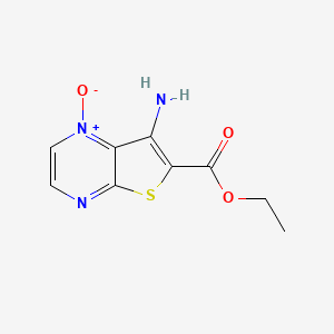 molecular formula C9H9N3O3S B14002452 Thieno[2,3-b]pyrazine-6-carboxylic acid, 7-amino-, ethyl ester, 1-oxide CAS No. 208993-99-1