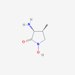 molecular formula C5H10N2O2 B140025 (3R,4R)-3-Amino-1-hydroxy-4-methylpyrrolidin-2-one CAS No. 132619-43-3