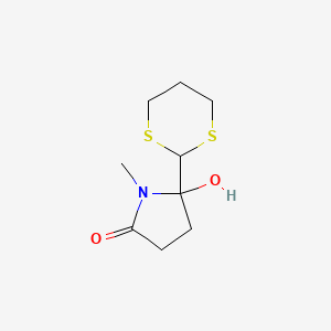 molecular formula C9H15NO2S2 B14002528 5-(1,3-Dithian-2-yl)-5-hydroxy-1-methylpyrrolidin-2-one CAS No. 83451-43-8