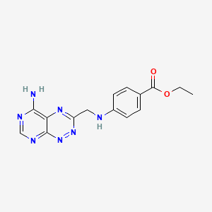 molecular formula C15H15N7O2 B14002585 Ethyl 4-[(5-aminopyrimido[5,4-e][1,2,4]triazin-3-yl)methylamino]benzoate CAS No. 55428-89-2