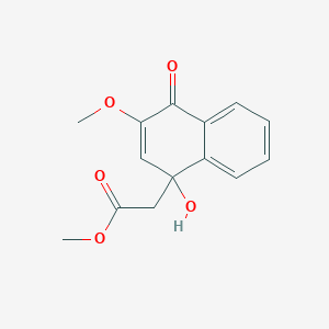 molecular formula C14H14O5 B14002633 Methyl 2-(1-hydroxy-3-methoxy-4-oxo-naphthalen-1-YL)acetate CAS No. 83553-00-8