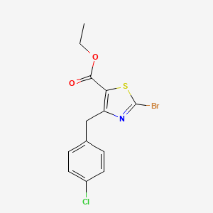 molecular formula C13H11BrClNO2S B1400265 Ethyl 2-bromo-4-(4-chlorobenzyl)thiazole-5-carboxylate CAS No. 1206908-25-9