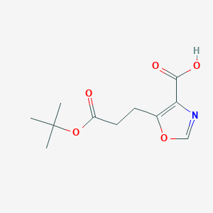 molecular formula C11H15NO5 B1400266 5-(3-tert-Butoxy-3-oxopropyl)-1,3-oxazole-4-carboxylic acid CAS No. 1252657-90-1
