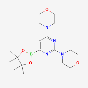 molecular formula C18H29BN4O4 B1400267 4,4'-(6-(4,4,5,5-Tetramethyl-1,3,2-dioxaborolan-2-yl)pyrimidine-2,4-diyl)dimorpholine CAS No. 1370351-45-3