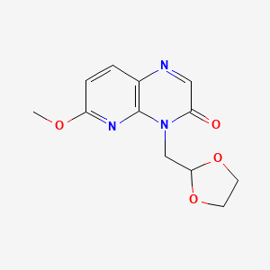 molecular formula C12H13N3O4 B1400279 4-((1,3-Dioxolan-2-yl)methyl)-6-methoxypyrido[3,2-b]pyrazin-3(4h)-one CAS No. 959615-76-0