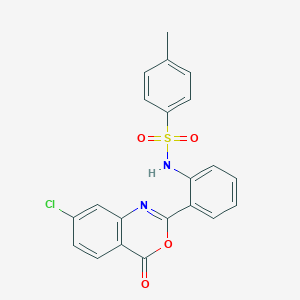 molecular formula C21H15ClN2O4S B14002815 N-[2-(7-chloro-4-oxo-3,1-benzoxazin-2-yl)phenyl]-4-methylbenzenesulfonamide CAS No. 31199-40-3