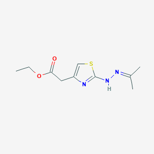 molecular formula C10H15N3O2S B14002828 Ethyl 2-[2-(2-propan-2-ylidenehydrazinyl)-1,3-thiazol-4-yl]acetate CAS No. 66870-49-3
