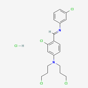 molecular formula C19H21Cl5N2 B14002841 3-chloro-4-[(3-chlorophenyl)iminomethyl]-N,N-bis(3-chloropropyl)aniline CAS No. 60625-49-2