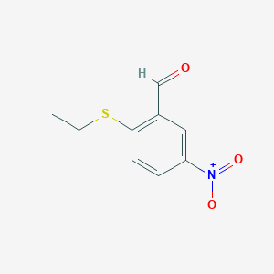 molecular formula C10H11NO3S B1400297 Benzaldehyde, 2-[(1-methylethyl)thio]-5-nitro- CAS No. 900174-36-9