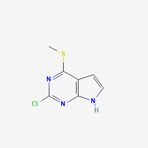 molecular formula C7H6ClN3S B1400300 2-氯-4-(甲硫基)-7H-吡咯并[2,3-d]嘧啶 CAS No. 1192711-79-7
