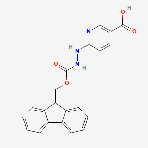 molecular formula C21H17N3O4 B1400314 6-(2-(((9H-Fluoren-9-yl)methoxy)carbonyl)hydrazinyl)nicotinic acid CAS No. 444794-69-8