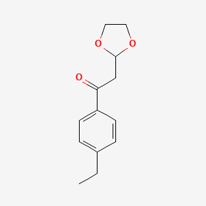 molecular formula C13H16O3 B1400325 2-(1,3-Dioxolan-2-yl)-1-(4-ethyl-phenyl)-ethanone CAS No. 1263365-72-5